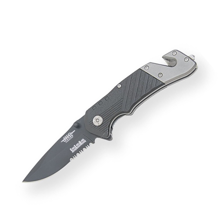 Couteau de poche tactique avec manche en aluminium bicolore et la...