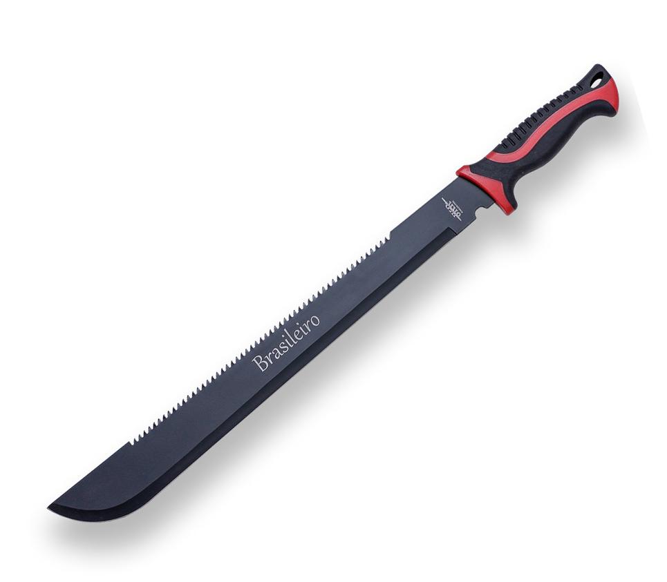Machete Brasileiro con hoja recta de 46 cm y mango de goma negra ...