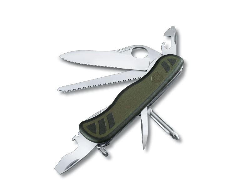 Victorinox Schweizer Soldatenmesser 08 grün und schwarz mit 10 Ei...