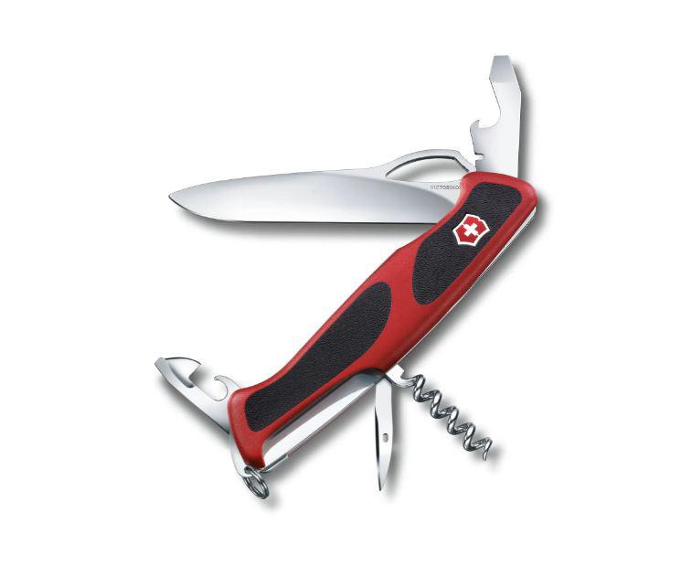 Victorinox Ranger Grip 61 rot-schwarzes Multitool-Messer mit 11 F...