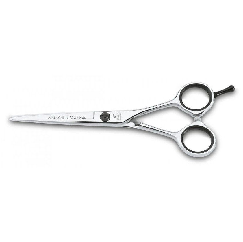 Tijera de peluqueria Azabache 6" con filo navaja 3 Claveles
