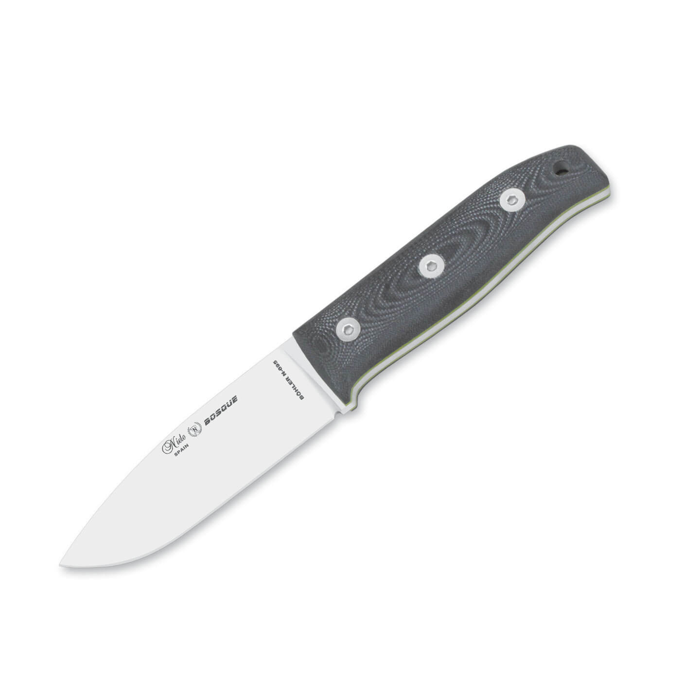 Cuchillo bushcraft Nieto Bosque con mango de G10 gris y hoja de a...
