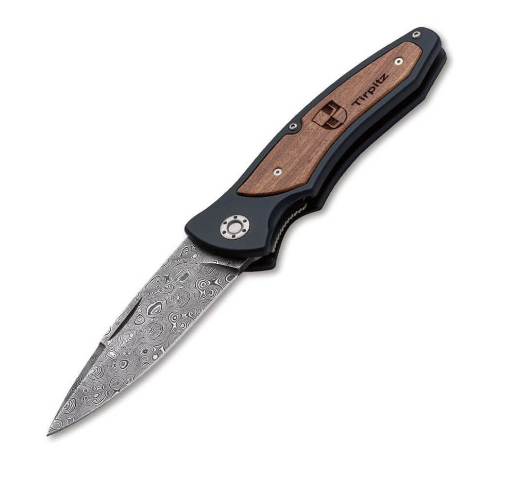 Navaja de colección Boker Tirpitz-Damast 42 con hoja de damasco y...