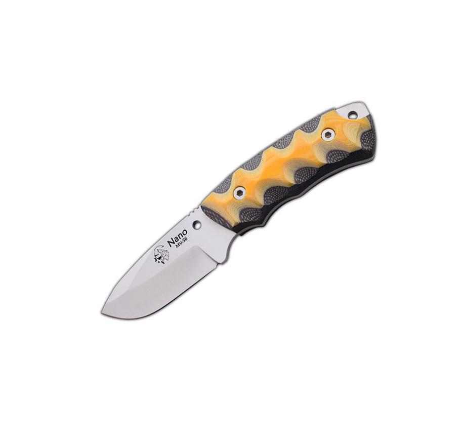 JV Cuchillo de cuello Nano 2.0 con cachas de micarta bicolor