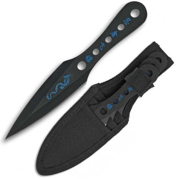 Set of three throwing knives with oriental engravings from Albain...