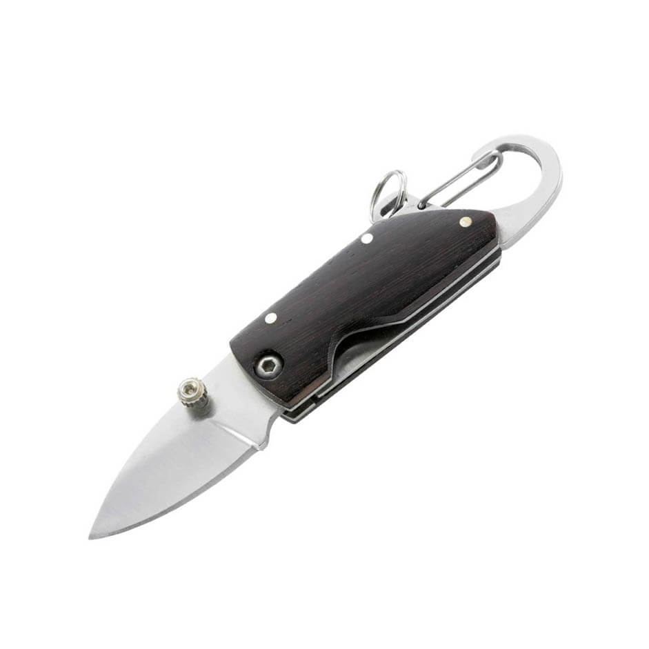 Navaja de bolsillo con mango de madera oscura y hoja de 3,9 cm co...
