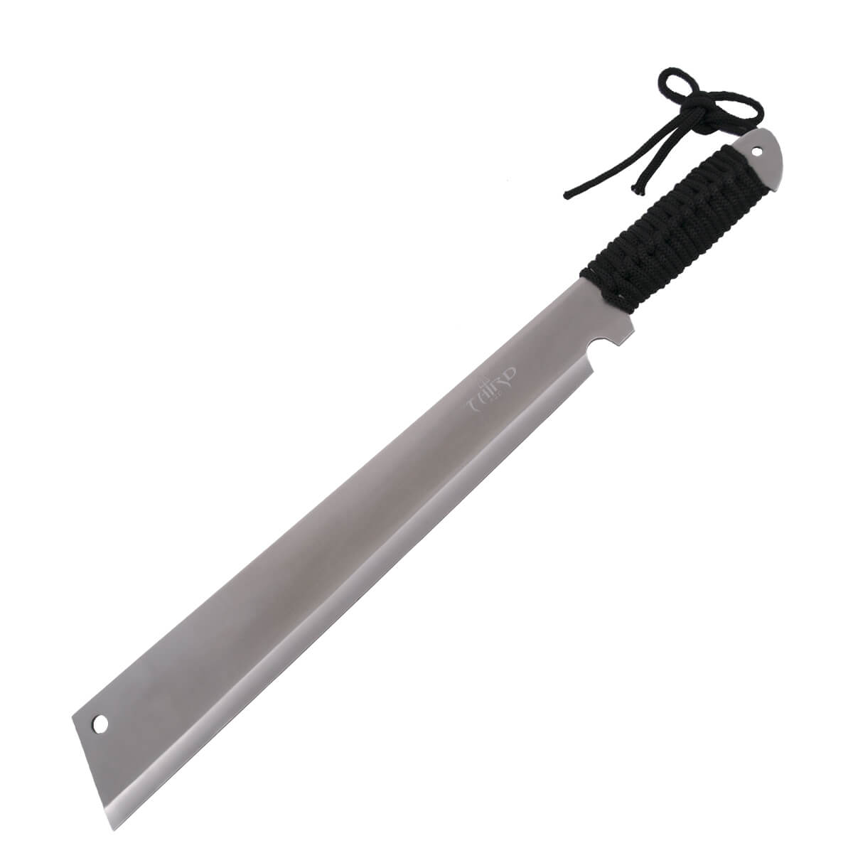 Machete Third con mango de cuerda negra y hoja satinada de 38 cm