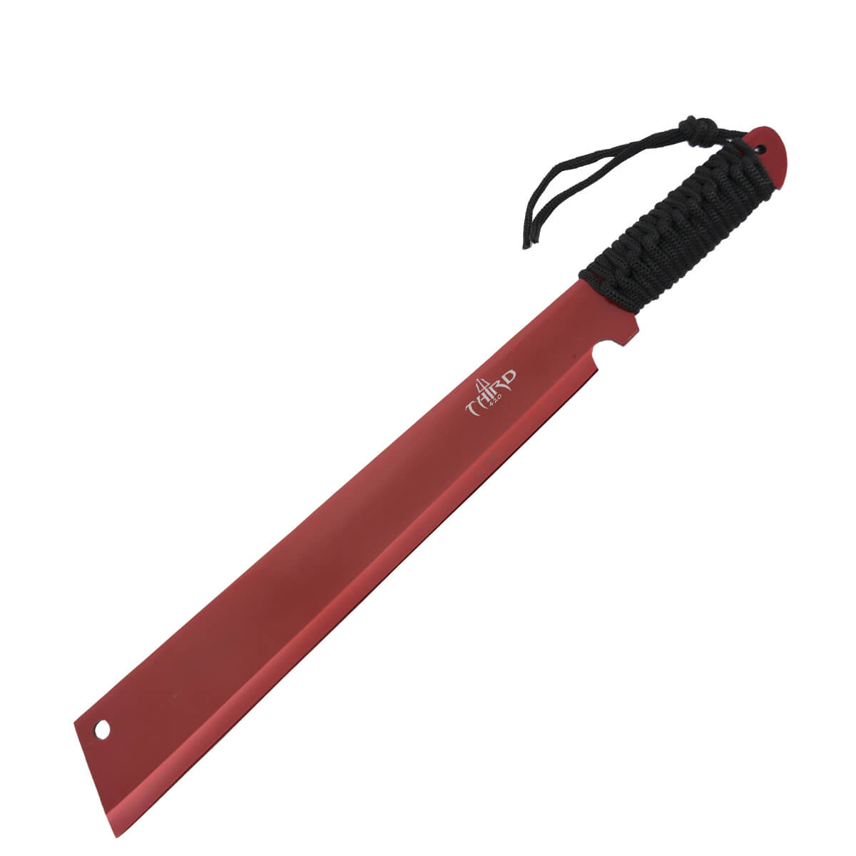 Machete Third mit schwarzem Seil und rotem klinge von 38 cm