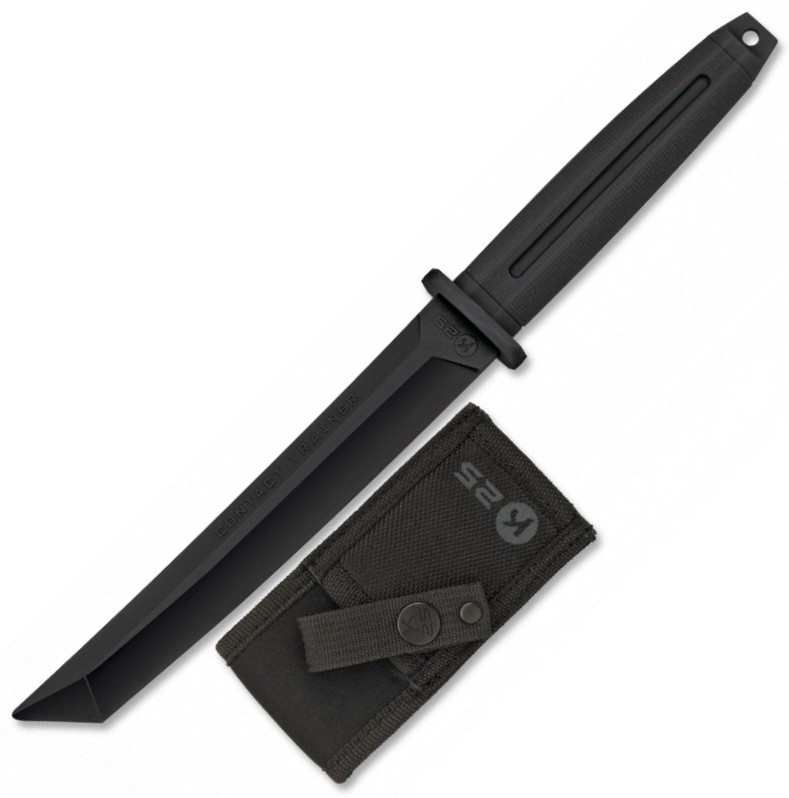 K25 schwarz gummiertes Trainingsmesser CONTACT TRAINER mit 19,3 c...