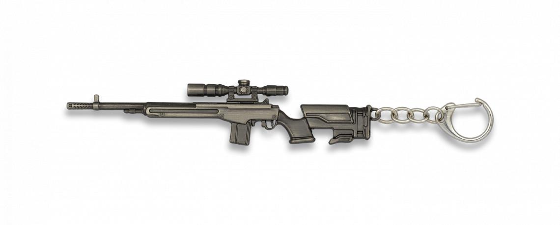 Llavero con forma de rifle de 12,3 cm de largo bañado en color gr...