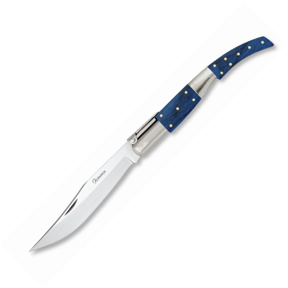 Navaja arabe Carraca Nº 1 con mango de stamina azul y hoja de 9.7...