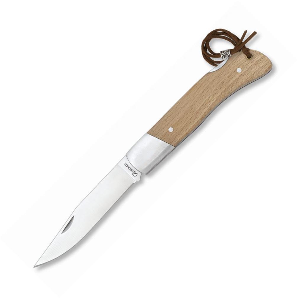 Navaja Albainox diseñada en España, con mango de madera, cordón y...