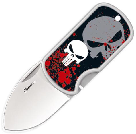 Couteau tête de mort 3D, avec clip et lame de 4 cm