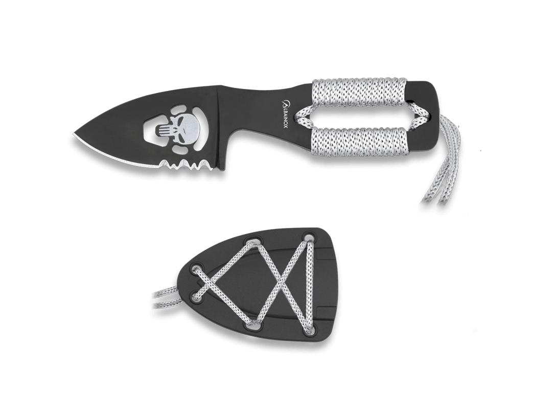 Couteau tactique tête de mort Albainox avec lame de 5 cm et manch...