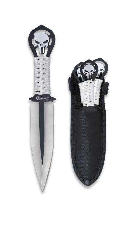 Ensemble de trois couteaux à lancer de tête de mort avec lame de ...