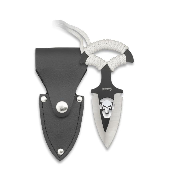 Couteau à tête de mort Skinner Albainox avec étui en ABS