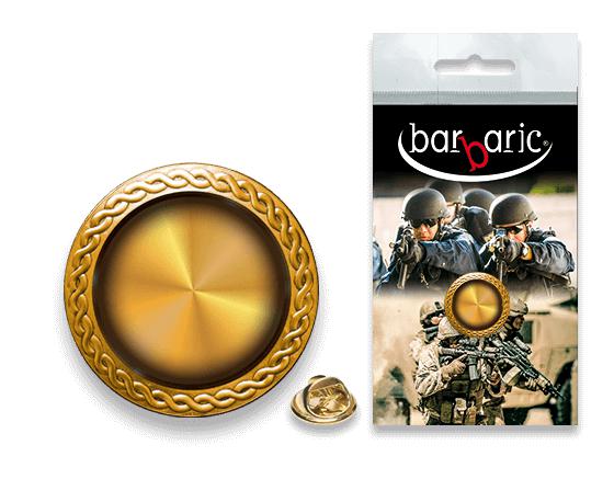 Pin Barbaric oro con borde biselado y diámetro de 20 mm