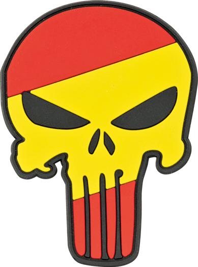 Patch de velcro de caveira com as cores da Espanha 6,6 x 9 cm