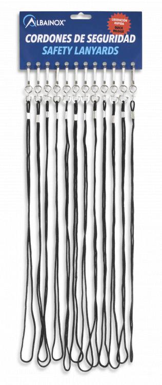 Pack de 12 cordões de segurança com mosquetão