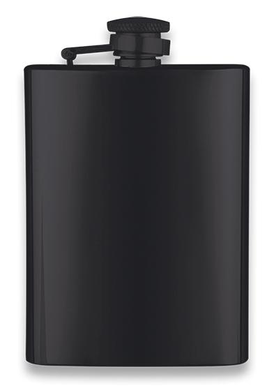 Frasco de quadril de aço inoxidável preto com capacidade de 8 onç...