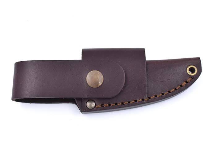 Cuchillo de cuello Brisa Necker 70 Scandi con puño de madera de olivo y funda multicarry