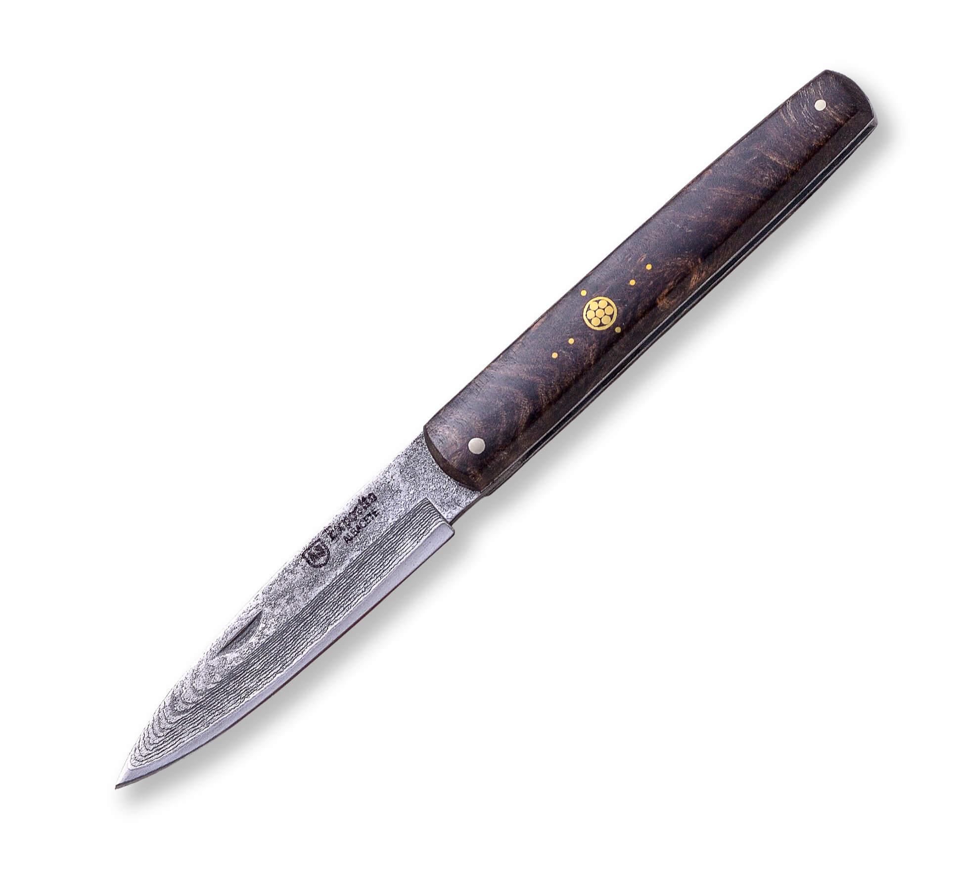 Navaja Machete con madera de arce estabilizada negra y decoración