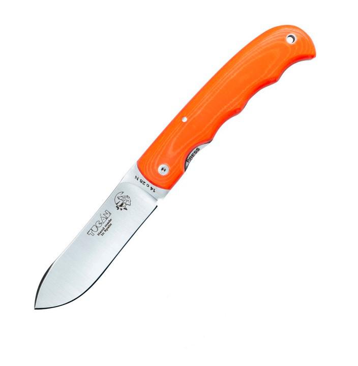 JV Tucán navaja de bolsillo con mango de micarta naranja