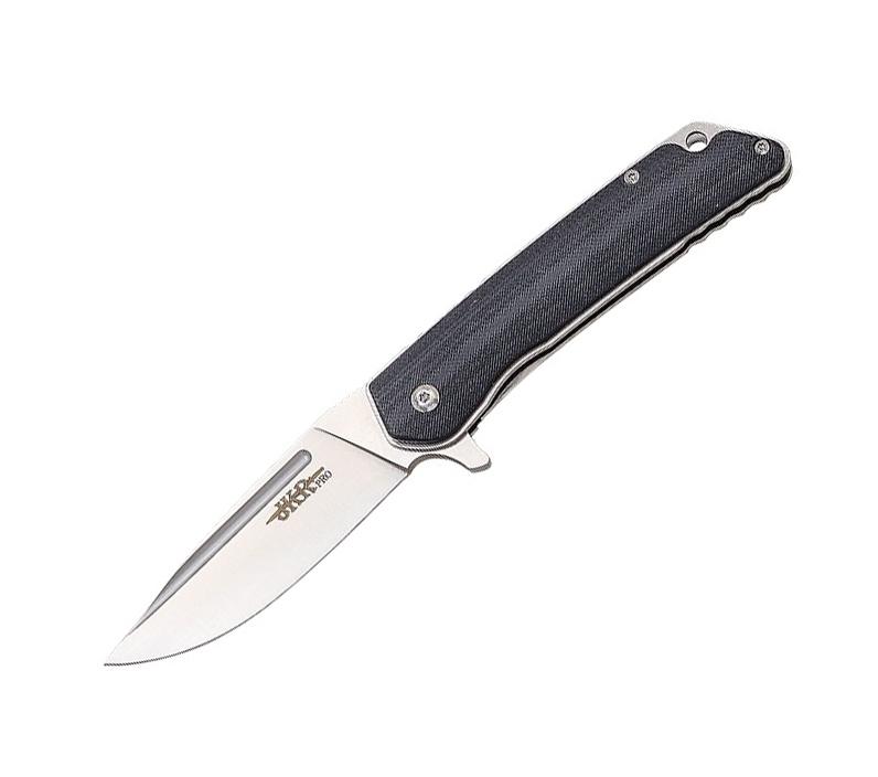 Navaja táctica JKRPRO con hoja drop point y mango de G10
