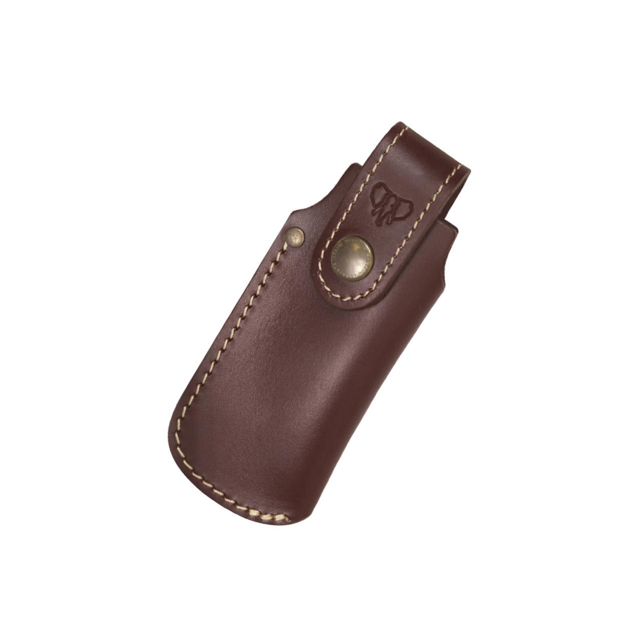 Navaja Cudeman Pandora con mango de madera de olivo y acero Böhler N690Co con funda de cuero marrón