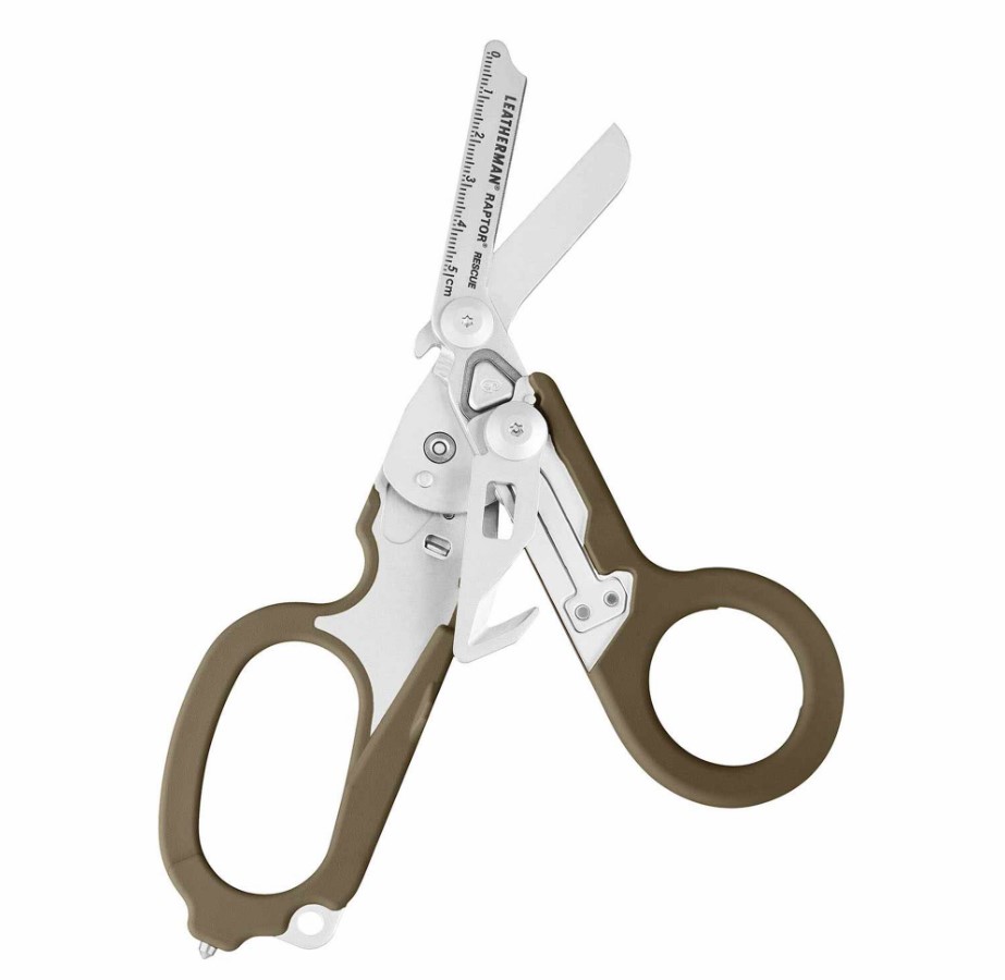 Tijeras multiherramienta Leatherman Raptor Rescue con mango marró...