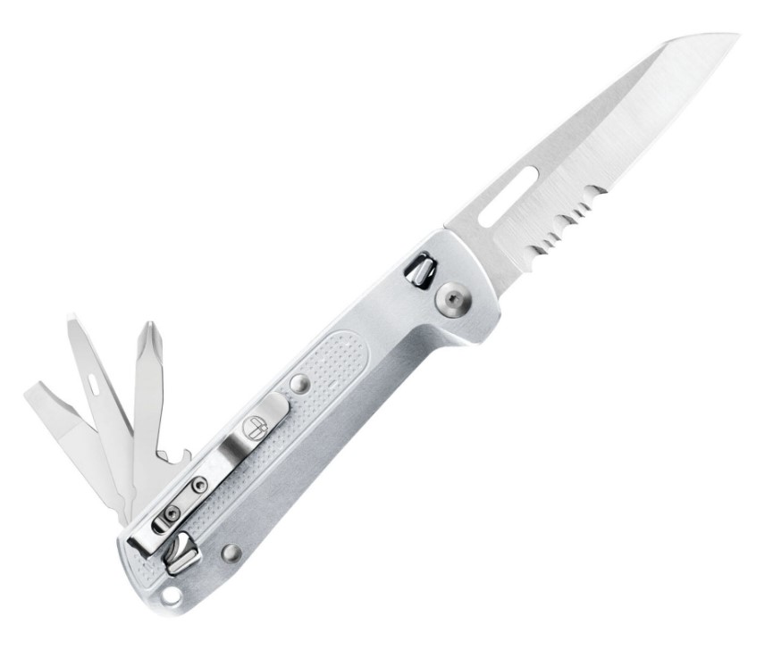 Leatherman Free K2 Multitool-Messer mit silbernem Griff