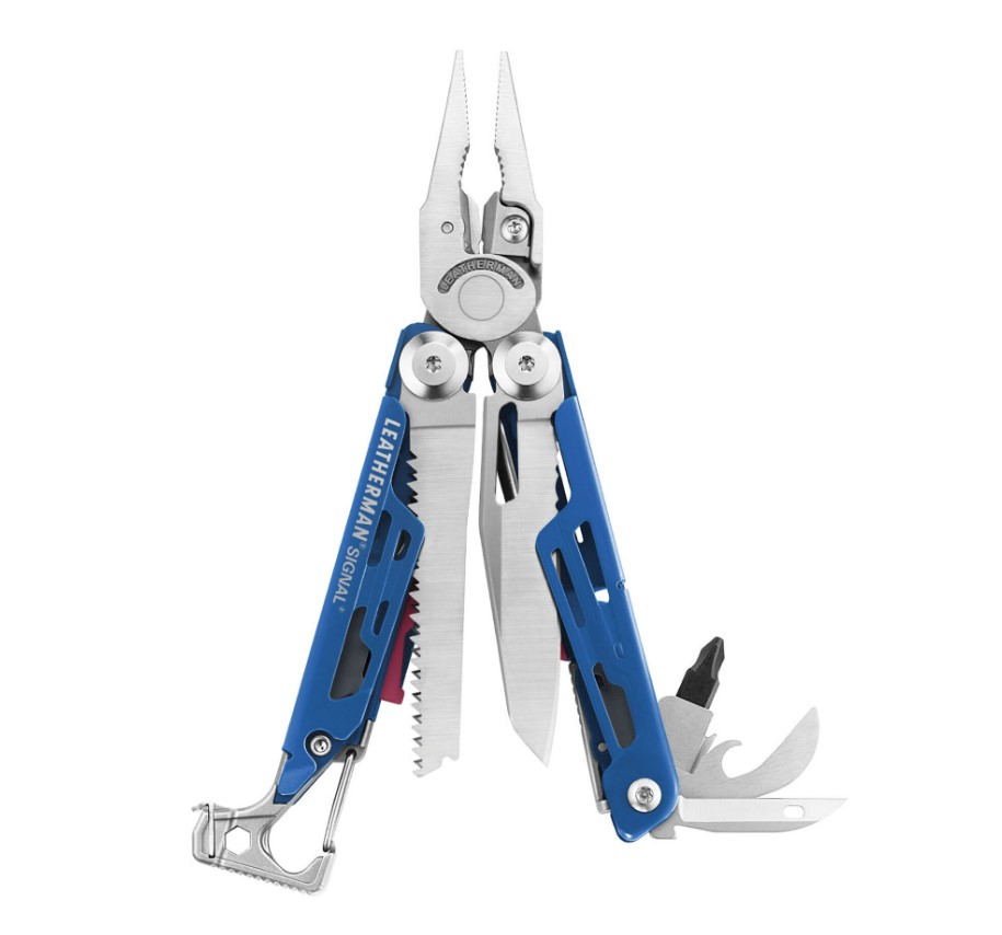 Leatherman Signal Multitool avec manche bleu cobalt avec 19 utili...