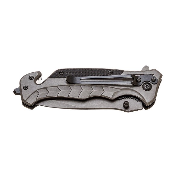 Canivete de resgate JKR PRO 10020 com cabo G10 preto e lâmina de 9,5 cm com revestimento de titânio