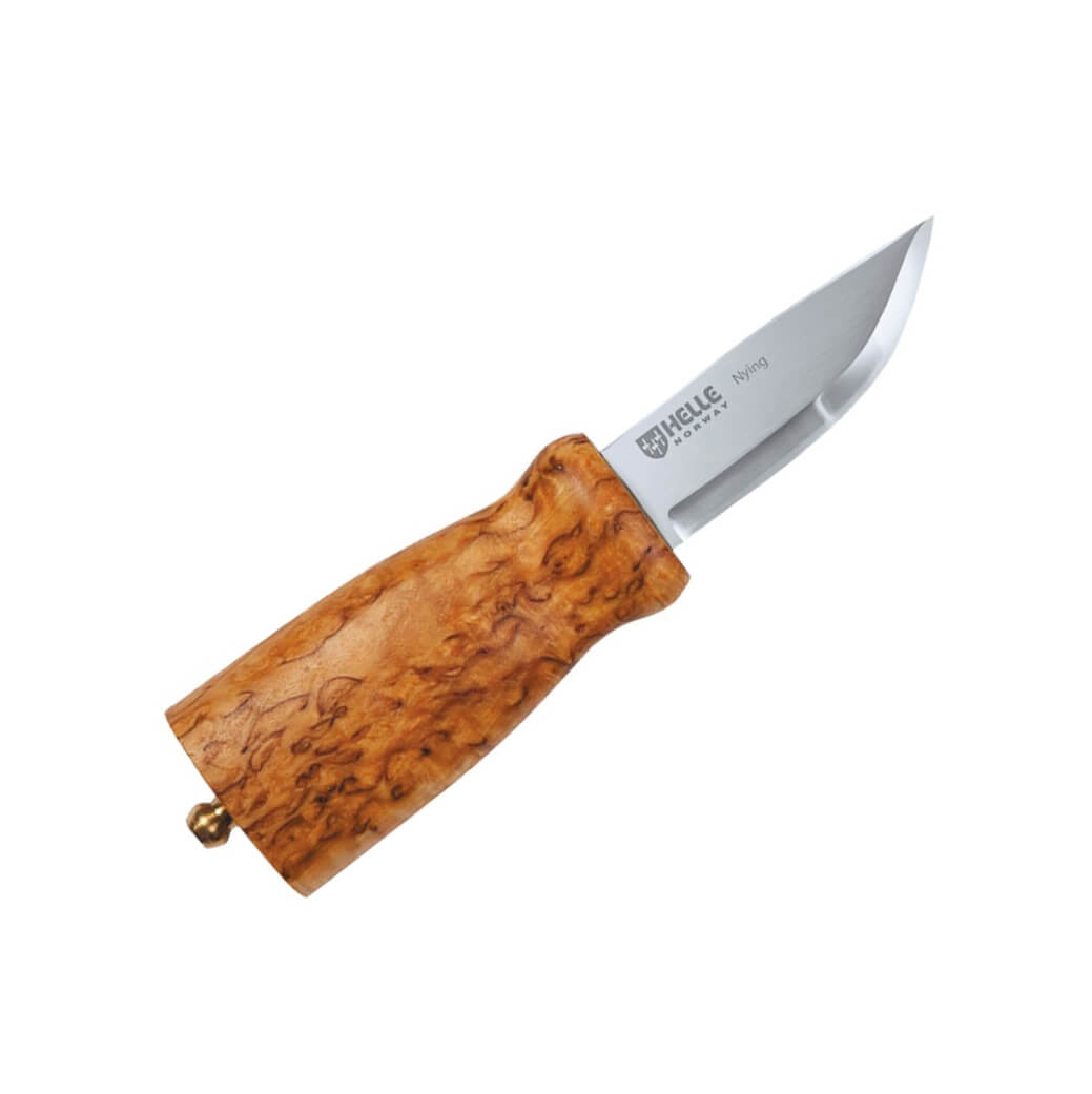 Cuchillo nórdico Helle Nying 55 con mango de madera de abedul riz...