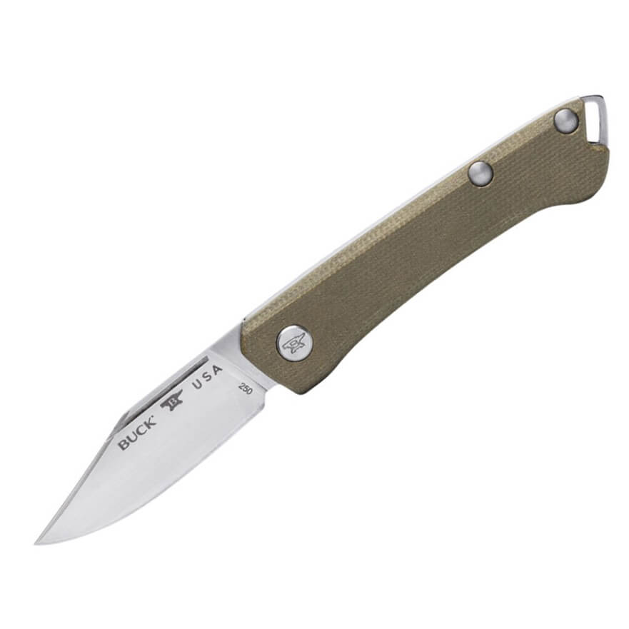 EDC Buck Saunter clip couteau de poche manche micarta vert OD 250...