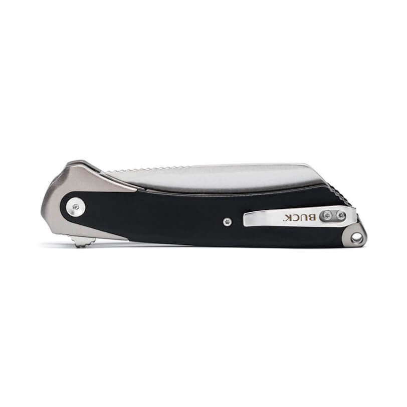 Navaja de bolsillo Buck Hiline XL Grey Black 0263GYS1 con mango de aluminio color gris con inserciones de micarta y hoja de 9.5 cm