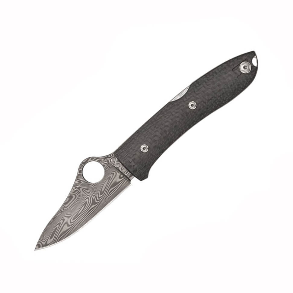 Canivete Spyderco Spyopera com lâmina de aço Thor Damasco e cabo ...