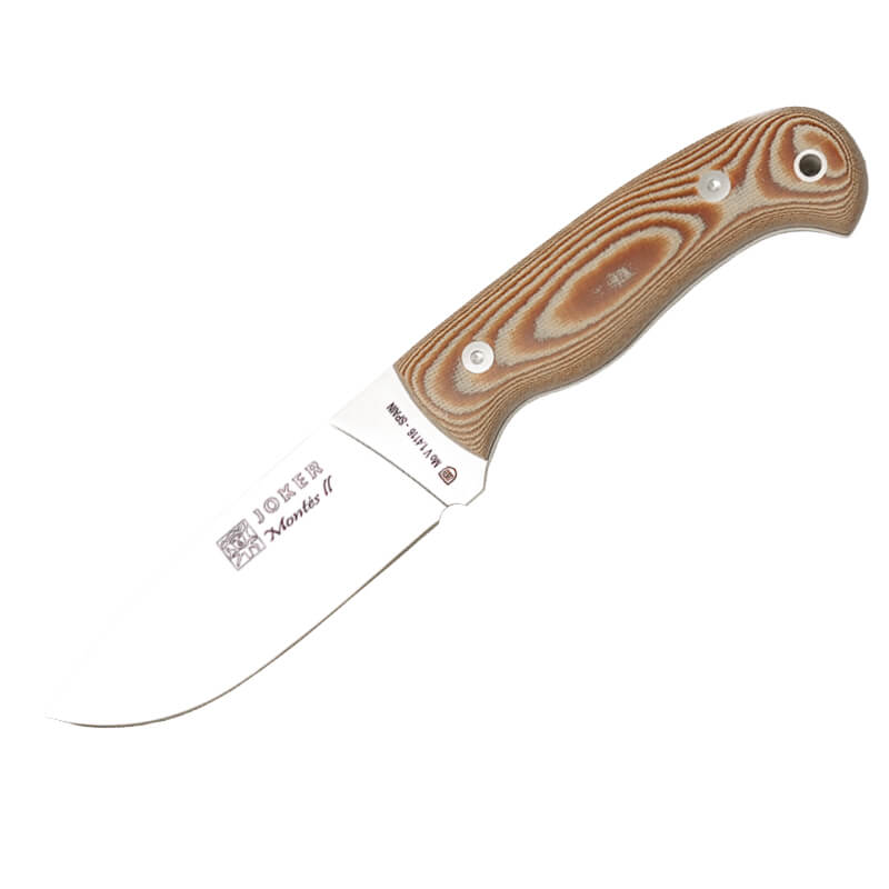 Joker Montés II Jagdmesser mit braunem Micarta-Griff und 11 cm Kl...