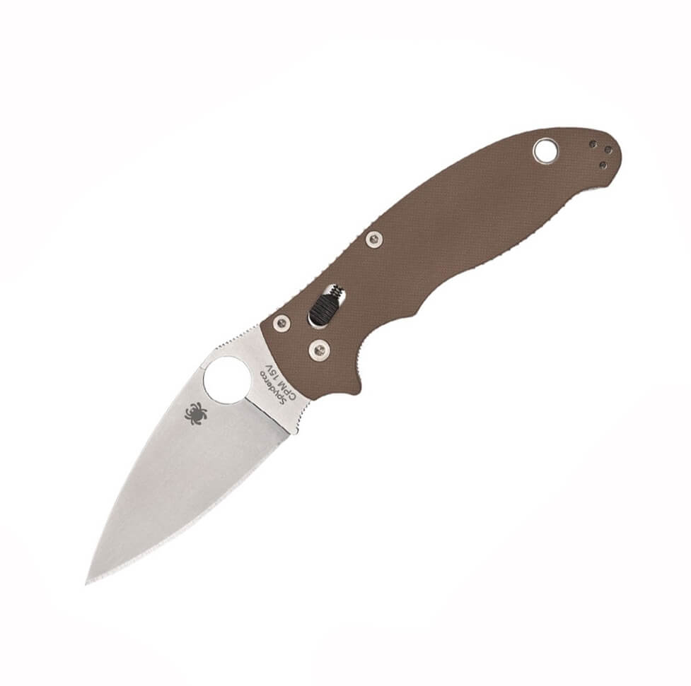 Navaja Spyderco Manix 2 con mango de G-10 marrón y hoja plana de ...