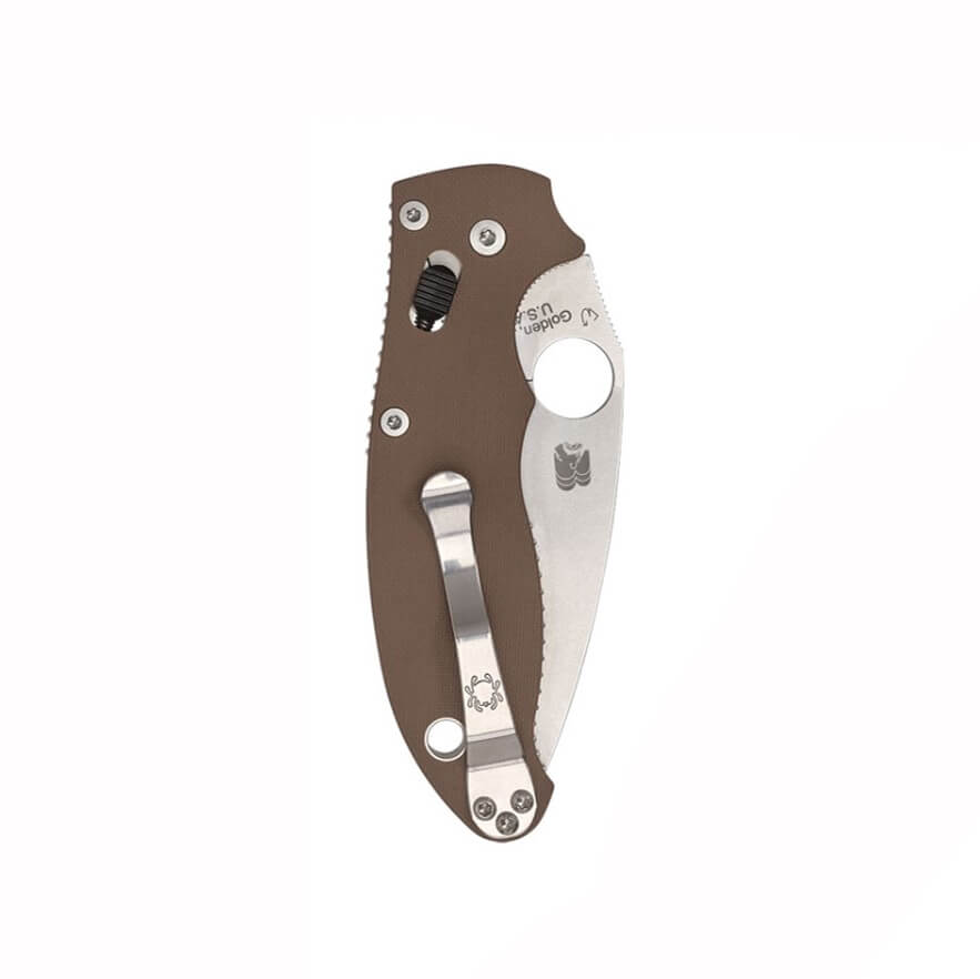 Navaja Spyderco Manix 2 con mango de G-10 marrón y hoja plana de acero CPM-15V C101GPBN15V2