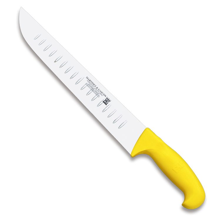 Waben-Metzgermesser mit 25,5 cm Klinge und gelbem Polypropylengri...