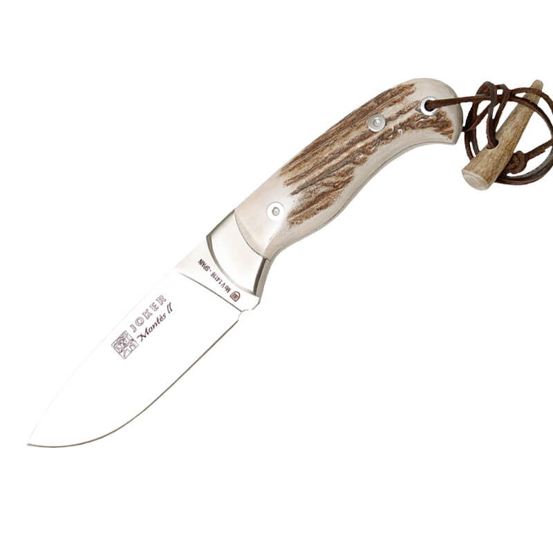 Joker Montés II Jagdmesser mit Hirschgeweihgriff und Edelstahlbac...