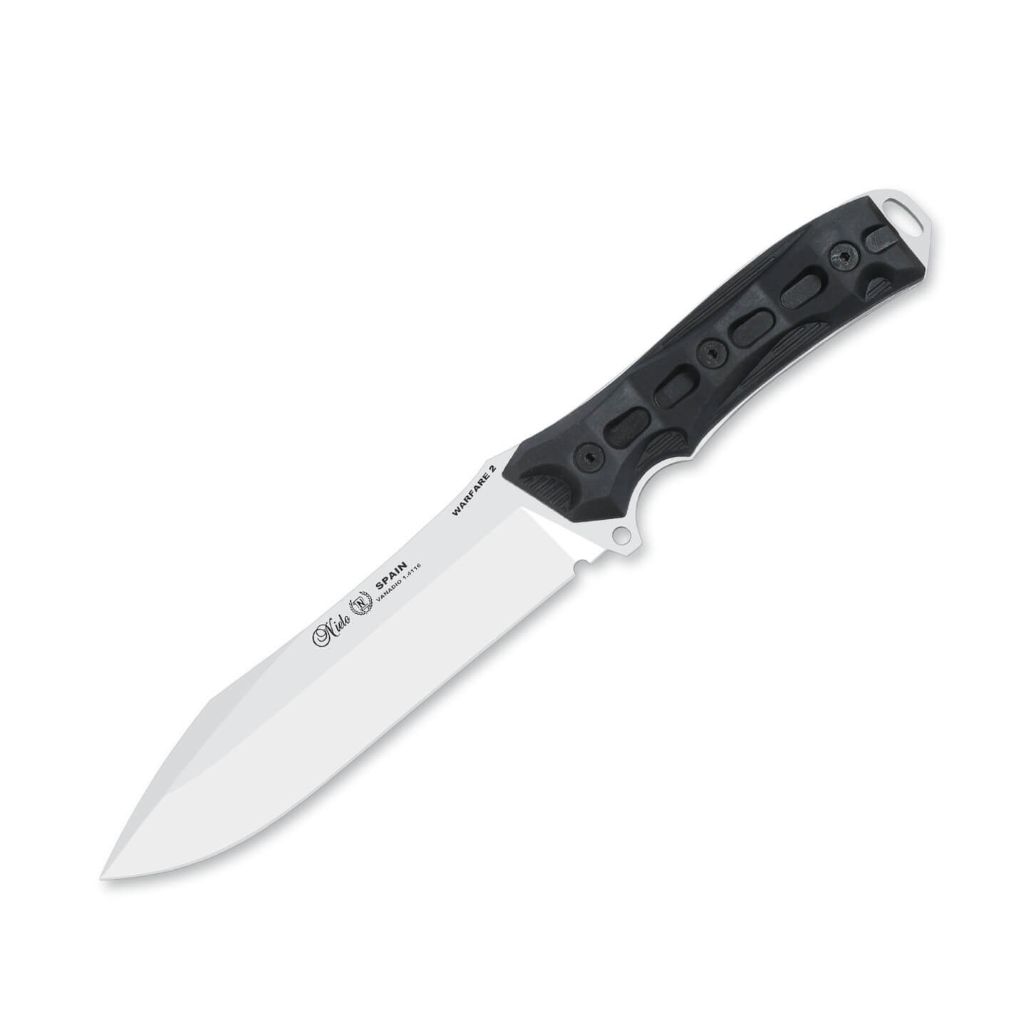 Cuchillo táctico Nieto Warfare con mango de forprene negro y fund...