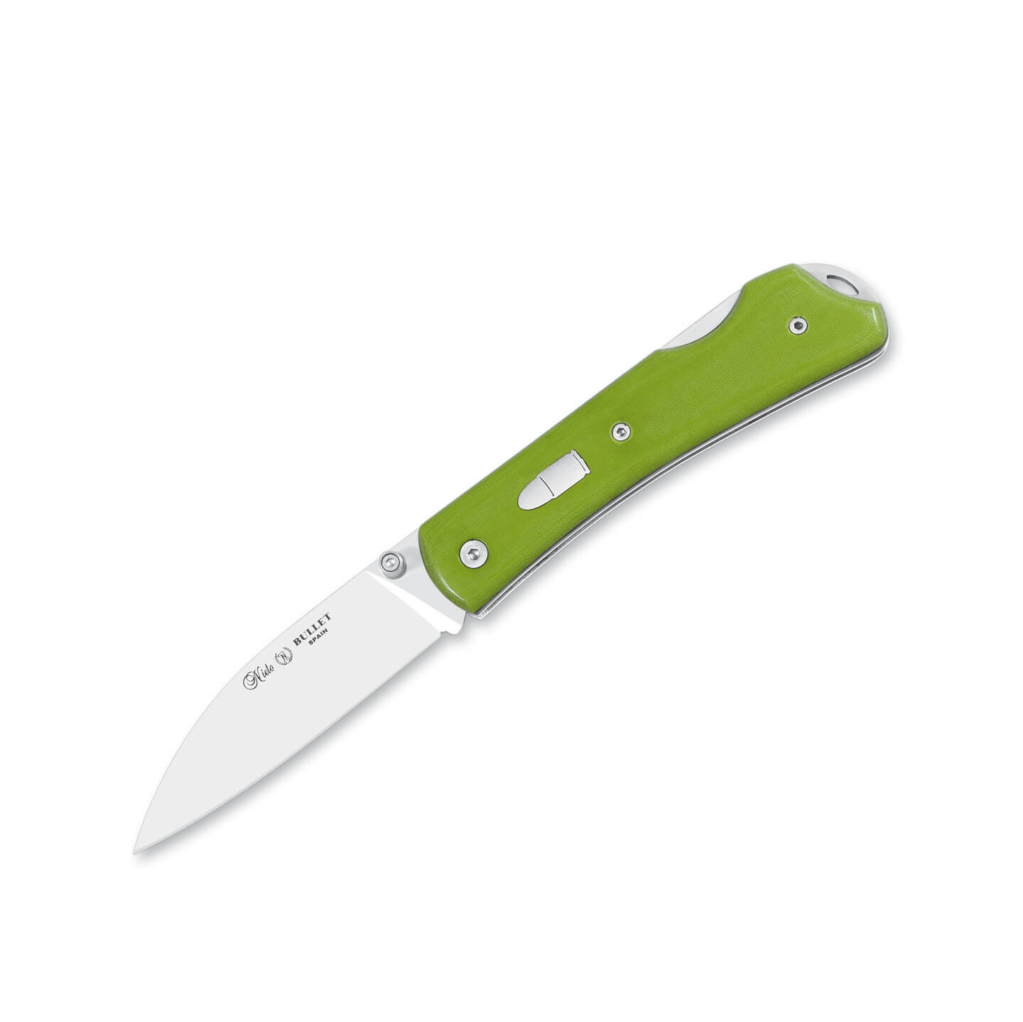 Navaja Nieto Bullet con mango de micarta verde fluor con hoja de ...