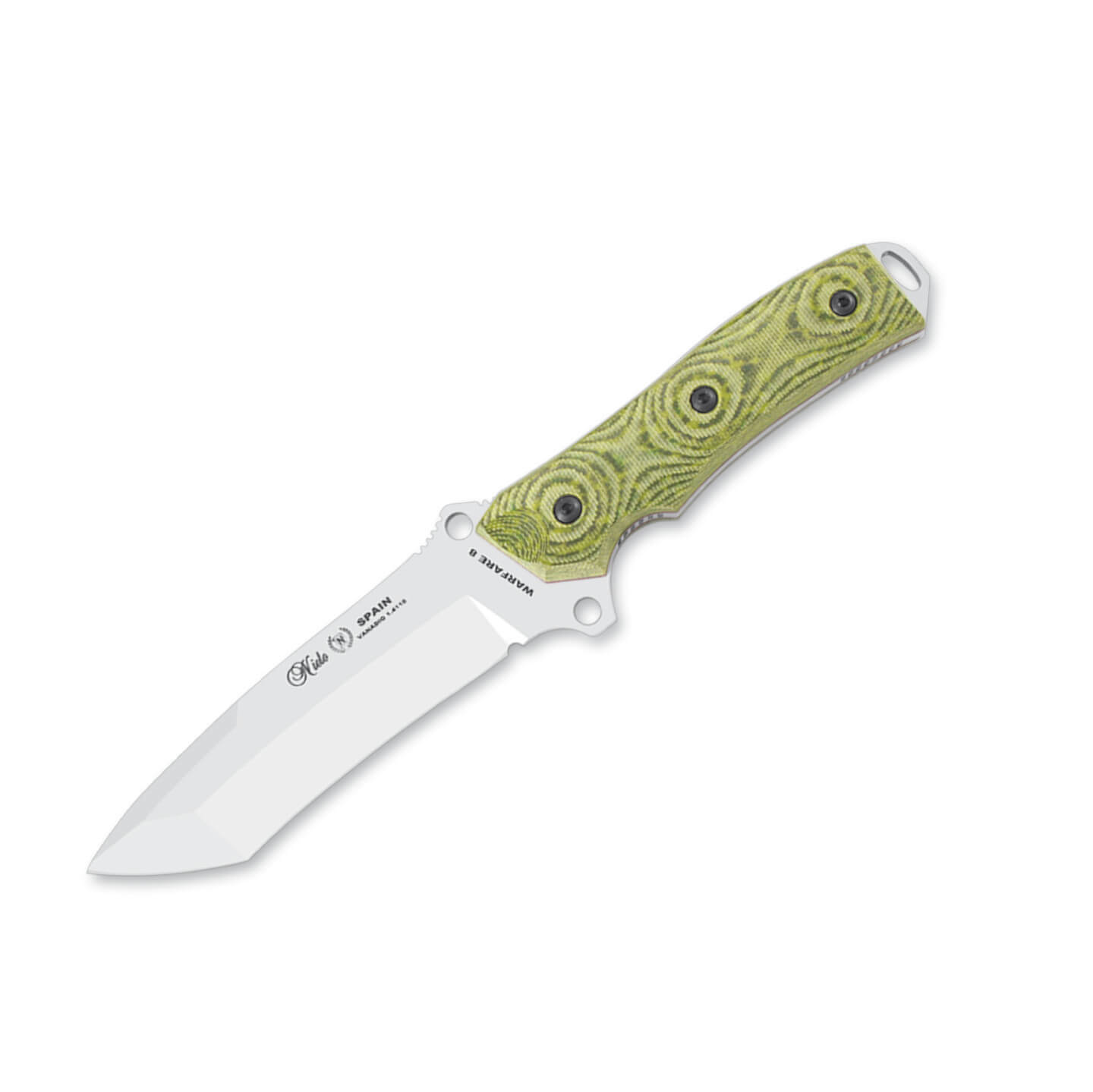 Cuchillo táctico Nieto Warfare con mango de katex verde y hoja de...