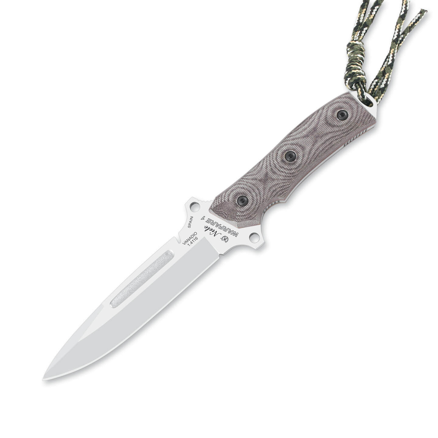 Cuchillo táctico Nieto Warfare 1 con mango de katex marrón y hoja...