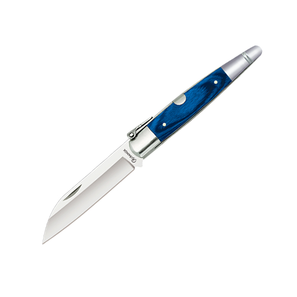 Couteau de poche machette n°1 avec manche en stamina bleu et lame...