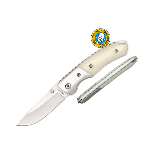 Couteau de poche classique avec manche en ABS blanc et lame de 6,...