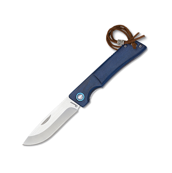 Couteau de poche avec manche en stamina bleu et lame de 8,5 cm