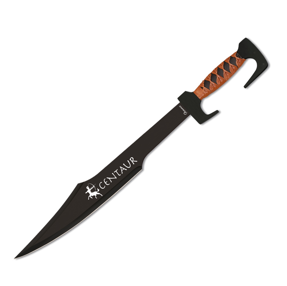 Machete táctico con hoja negra de 45.5 cm y mango de acero y cord...